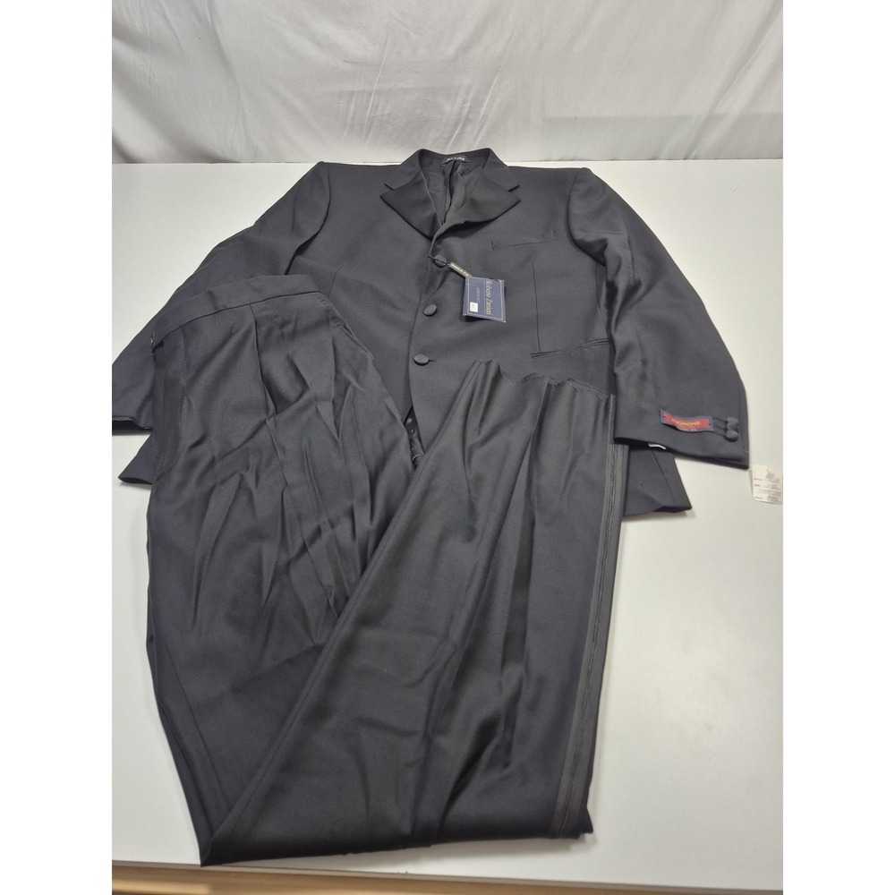 Roberto Zanieri Tuxedo Suit Mens 48 Black Wool Super 100 42x36 Italy FLAW